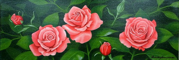 楽天市場】絵画 油絵 額入り油彩 手描き 油彩 赤バラ 朝隈敏彦