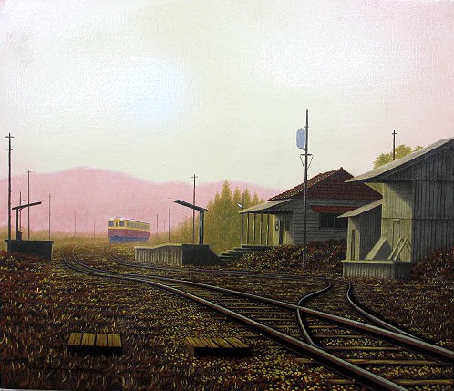 日本の名画 油絵 絵画 油彩画 洋画 (油絵額縁付きで納品対応可) WSM ~ F10 「朝の駅舎1」 朝隈 敏彦 14,670円~|絵画 掛軸 額縁屋 TOUO