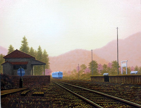 日本の名画 油絵 絵画 油彩画 洋画 (油絵額縁付きで納品対応可) WSM ~ F10 「朝の駅舎2」 朝隈 敏彦 14,670円~|絵画 掛軸 額縁屋 TOUO