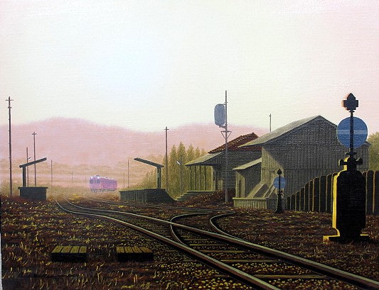 日本の名画 油絵 絵画 油彩画 洋画 (油絵額縁付きで納品対応可) WSM ～ F10 「朝の駅舎３」 朝隈 敏彦 14,670円～