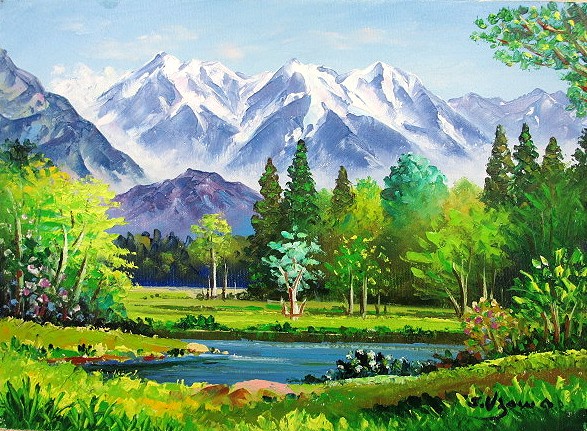 楽天市場】絵画 油絵F6 上高地 富田真介画【当日出荷可能
