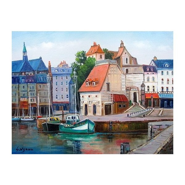 絵画　油絵　オンフルール（フランス）【肉筆】【油絵】【外国の風景】 絵画 油絵 オンフルール（フランス） （黒沢久） 【肉筆】【油絵
