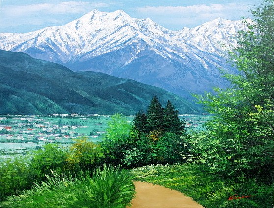 日本の名画 絵画 油彩画 油絵 洋画 (油絵額縁付きで納品対応可) P20 ～ P20 「安曇野」 広瀬 和之 8,870円～
