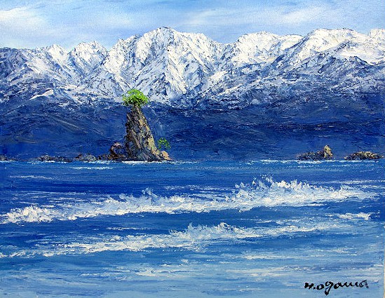 日本の名画 油絵 絵画 油彩画 洋画 (油絵額縁付きで納品対応可) M8 ～ M20 「雨晴海岸」 小川 久雄 14,150円～