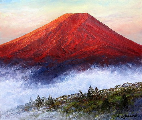 日本の名画 絵画 油彩画 油絵 洋画 (油絵額縁付きで納品対応可) M15 ～ M20 「赤富士２」 小川 久雄 14,150円～｜絵画 掛軸 額縁屋 ＴＯＵＯ