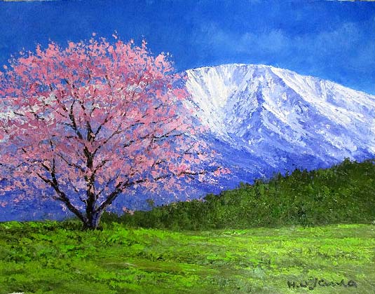 日本の名画 絵画 油絵 油彩画 洋画 (油絵額縁付きで納品対応可) P3 ～ P20 「小岩井農場の一本桜」 小川 久雄 14,150円～