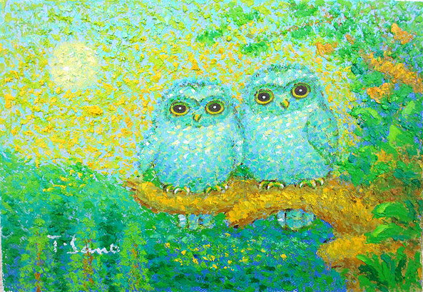 楽天市場】佐野千恵子 「 祝ふくろう 」 油絵 ・ 油彩画 SM