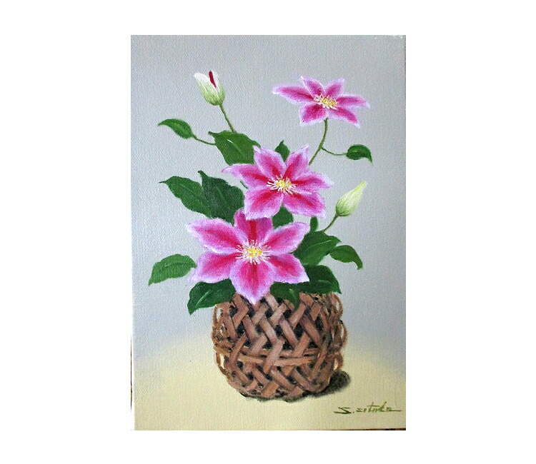 千賀節子『鯉』4号 油彩 油絵 絵画 肉筆 額装 美術品 tid-f6-014-sv.jpg
