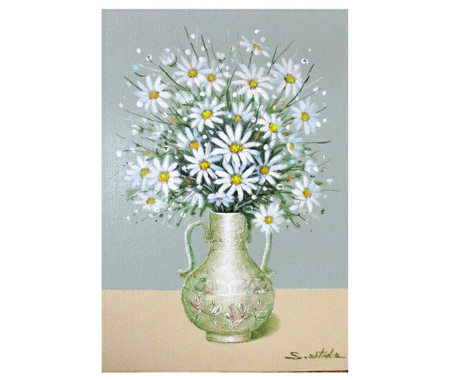 楽天市場】「マーガレット」堤照男（F6サイズ油彩画[油絵]（直筆油彩