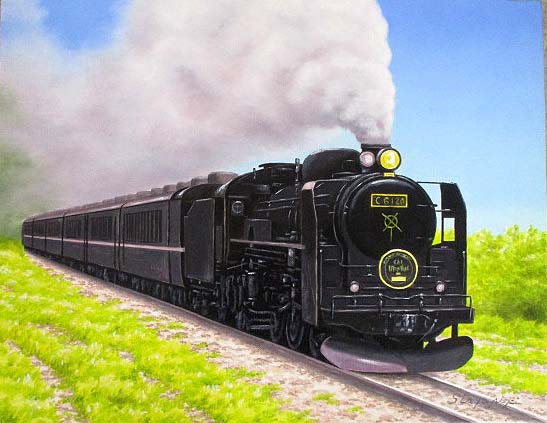 日本の名画 絵画 油絵 油彩画 洋画 (油絵額縁付きで納品対応可) F6 ～ F10 「ＳＬ２　磐越西線」 新屋敷 一平 15,730円～