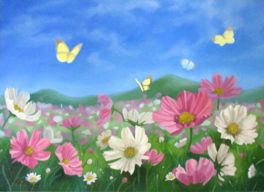 楽天市場】油絵【花畑】C238-288 絵画/額縁/アンティーク/工芸品