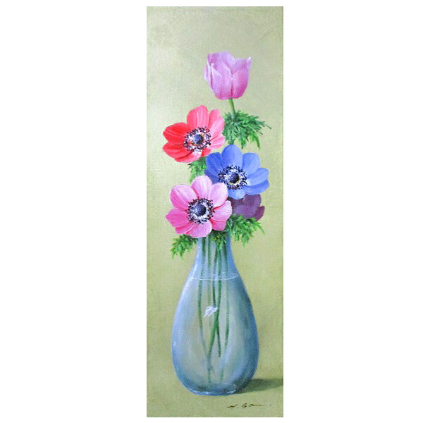 日本の名画 絵画 油彩画 洋画 油絵 (油絵額縁付きで納品対応可) WSM ～ WF6 「チューリップ（かご）」 安田 英明 44,240円～