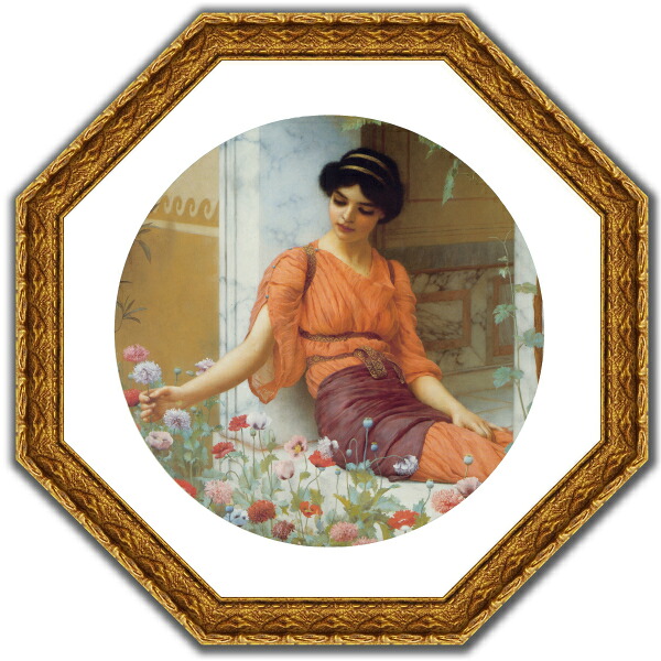 絵画 アートフレーム付き 開運風水 八角額縁 複製名画 ゴッドワード「夏の花」ゴールド 額装品 -新品|絵画 掛軸 額縁屋 TOUO