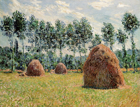 絵画 複製名画 キャンバスアート 世界の名画シリーズ クロード・モネ 「ジヴェルニーの積みわら」 サイズ SM ~ 3号|絵画 掛軸 額縁屋 TOUO