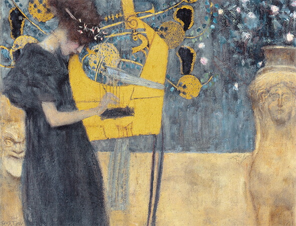 絵画 複製名画 キャンバスアート 世界の名画シリーズ グスタフ・クリムト 「 音楽 」 サイズ SM ～ 15号｜絵画 掛軸 額縁屋 ＴＯＵＯ
