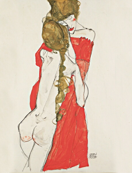 絵画 複製名画 キャンバスアート 世界の名画シリーズ エゴン・シーレ 「 母と娘 」 サイズ SM ～ 3号