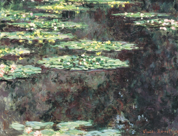 油絵　模写『日本橋と睡蓮』F10サイズキャンバス 睡蓮の油絵 monet65.jpg