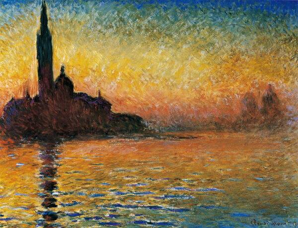 絵画 複製名画 キャンバスアート 世界の名画シリーズ モネ 「 ヴェネツィアの夕暮れ 」 サイズ SM ～ 3号