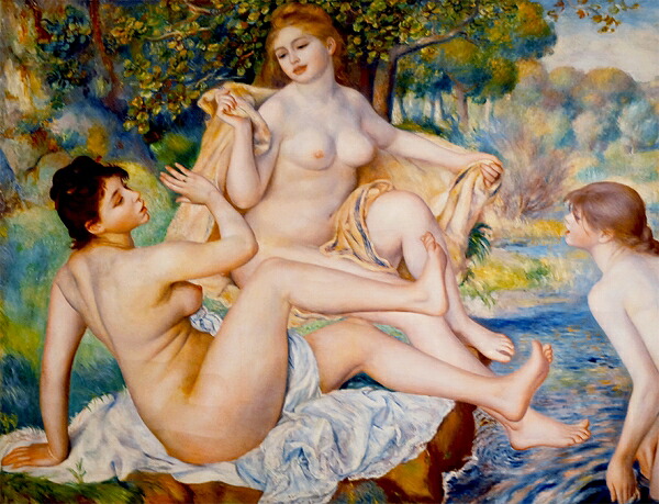 絵画 複製名画 キャンバスアート 世界の名画シリーズ ルノワール 「 入浴する3人の女性 」 サイズ SM ～ 3号