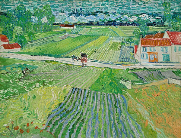 絵画 複製名画 キャンバスアート 世界の名画シリーズ ゴッホ 「 馬車と電車のある風景 」 サイズ SM ～ 3号