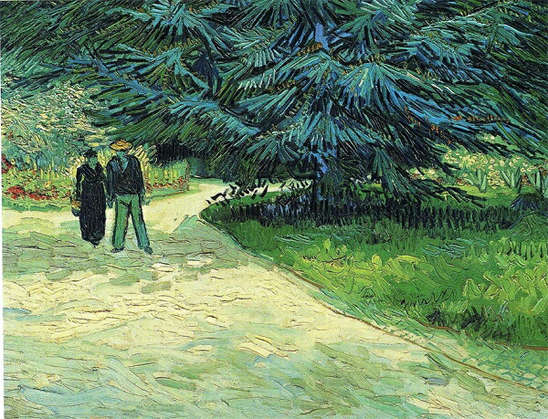 絵画 複製名画 キャンバスアート 世界の名画シリーズ ゴッホ 「 公園、恋人とモミの木 」 サイズ SM ～ SM