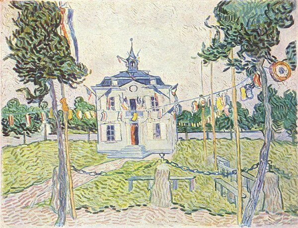 絵画 複製名画 キャンバスアート 世界の名画シリーズ ゴッホ 「 1890年7月14日オーベル市役所 」 サイズ SM ～ 3号