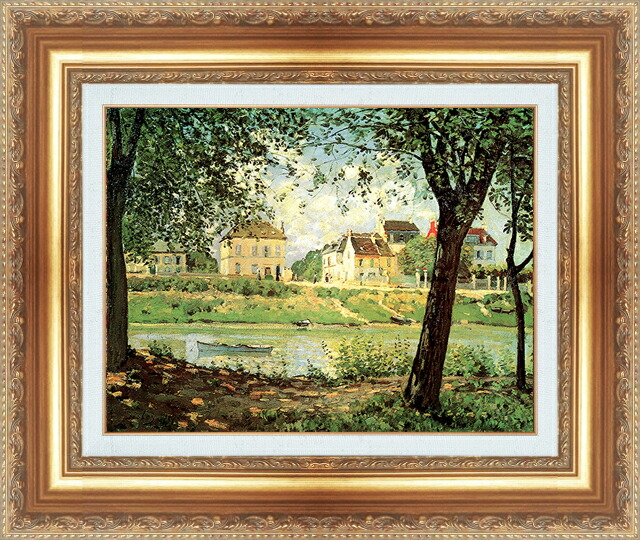 風景画 　アクリル絵具 　F４サイズ セーヌの流れにーー春　額装付き 風景画 アクリル絵具 F4サイズ セーヌの流れにーー春 額装付き