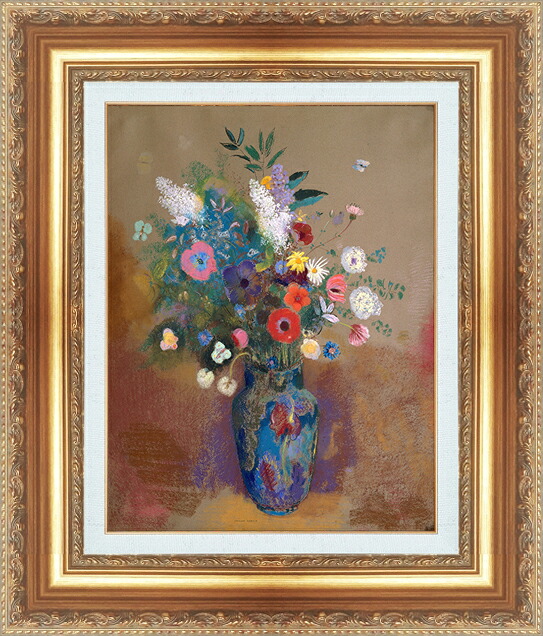 世界の名画 絵画 額縁付き 複製名画 世界の名画シリーズ オディロン・ルドン 「 花瓶の花束 」 サイズ SM ～ 10号｜絵画 掛軸 額縁屋 ＴＯＵＯ