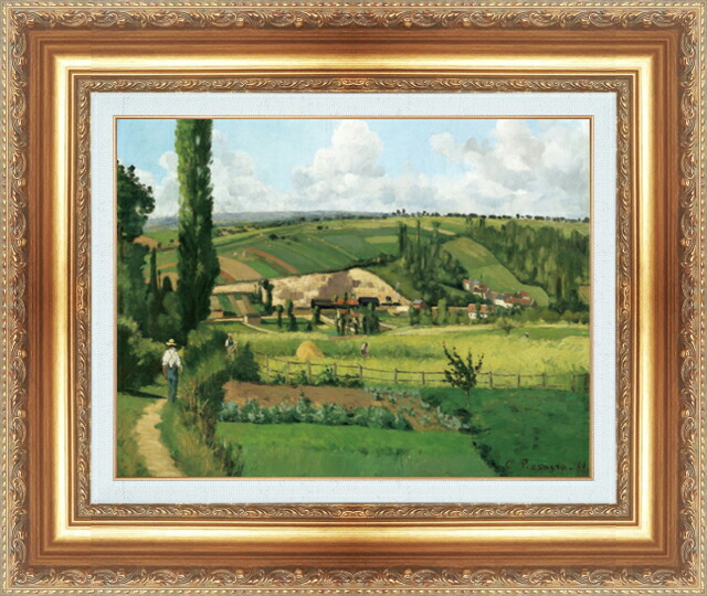 世界の名画 絵画 額縁付き 複製名画 世界の名画シリーズ ピサロ 「レ・パティの風景」 サイズ SM ~ 6号|絵画 掛軸 額縁屋 TOUO
