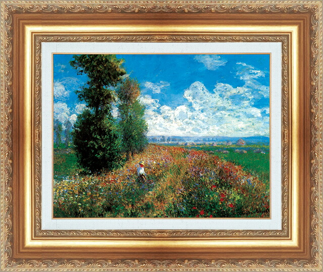世界の名画 絵画 額縁付き 複製名画 世界の名画シリーズ クロード・モネ 「ポプラ草原の散歩道」 サイズ SM ~ 20号|絵画 掛軸 額縁屋 TOUO