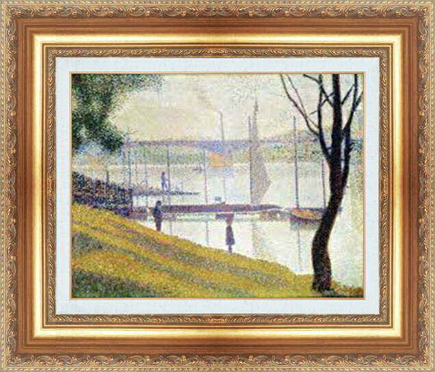 世界の名画 絵画 額縁付き 複製名画 世界の名画シリーズ ジョルジュ・スーラ 「 クールブヴォワの橋 」 サイズ SM ~ 8号|絵画 掛軸 額縁屋 TOUO