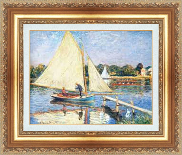 世界の名画 絵画 額縁付き 複製名画 世界の名画シリーズ ピエール・オーギュスト・ルノワール 「 アルジャントゥイユの帆船 」 サイズ SM ~ 3号|絵画 掛軸 額縁屋 TOUO