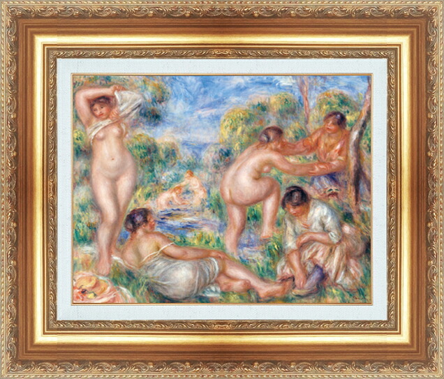 世界の名画 絵画 額縁付き 複製名画 世界の名画シリーズ ピエール・オーギュスト・ルノワール 「 浴女たち 」 サイズ SM ~ 8号|絵画 掛軸 額縁屋 TOUO