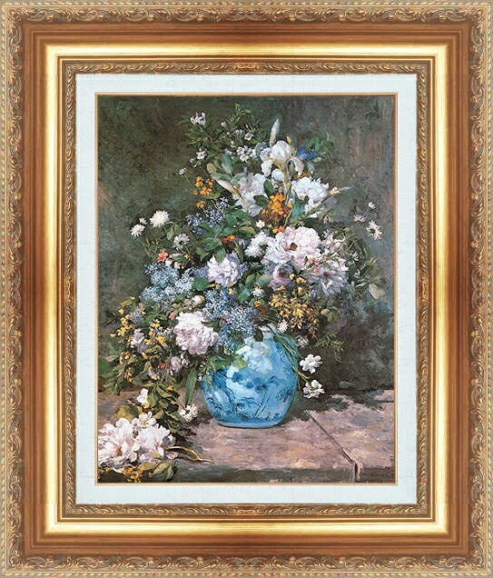 世界の名画 絵画 額縁付き 複製名画 世界の名画シリーズ ピエール・オーギュスト・ルノワール 「 春の花 」 サイズ SM ~ 10号|絵画 掛軸 額縁屋 TOUO
