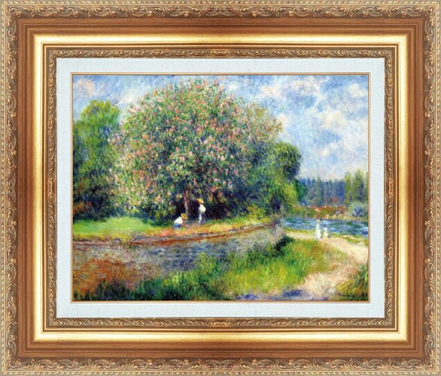 世界の名画 絵画 額縁付き 複製名画 世界の名画シリーズ ピエール・オーギュスト・ルノワール 「 花咲くマロニエ 」 サイズ SM ～ 10号｜絵画 掛軸 額縁屋 ＴＯＵＯ