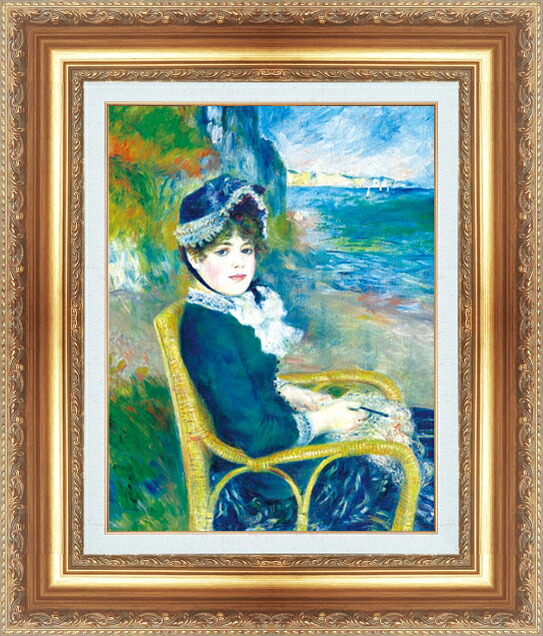 世界の名画 絵画 額縁付き 複製名画 世界の名画シリーズ ピエール・オーギュスト・ルノワール 「 海辺にて 」 サイズ SM ～ 15号｜絵画 掛軸 額縁屋 ＴＯＵＯ