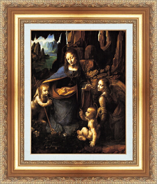 世界の名画 絵画 額縁付き 複製名画 世界の名画シリーズ レオナルド・ダ・ヴィンチ 「 岩窟の聖母 」 サイズ SM ~ 15号|絵画 掛軸 額縁屋 TOUO