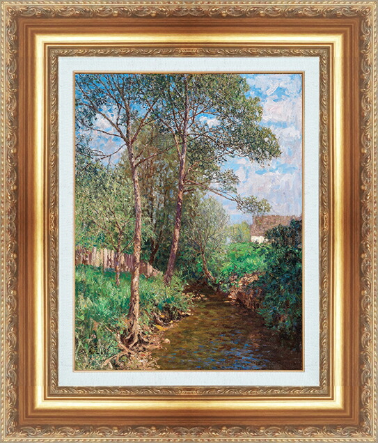 世界の名画 絵画 額縁付き 複製名画 世界の名画シリーズ アルフレード・ツォフ 「 小川のある晴れの景色 」 サイズ SM ～ 15号