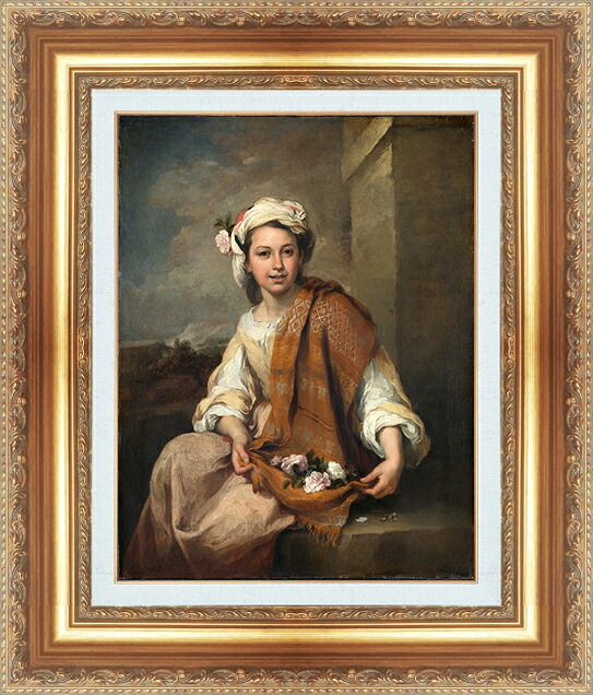世界の名画 絵画 額縁付き 複製名画 世界の名画シリーズ バルトロメ・エステバン・ムリーリョ 「 フラワーガール 」 サイズ SM ～ 15号