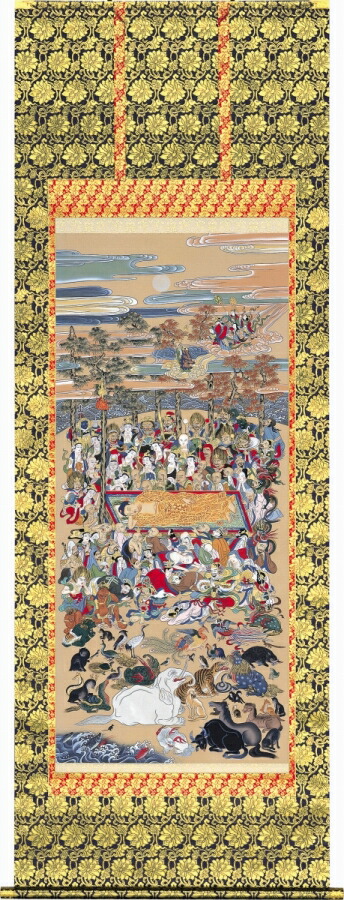 楽天市場】掛け軸 「釈迦涅槃図」 松井翔雲（日本画家無所属） 三尺立