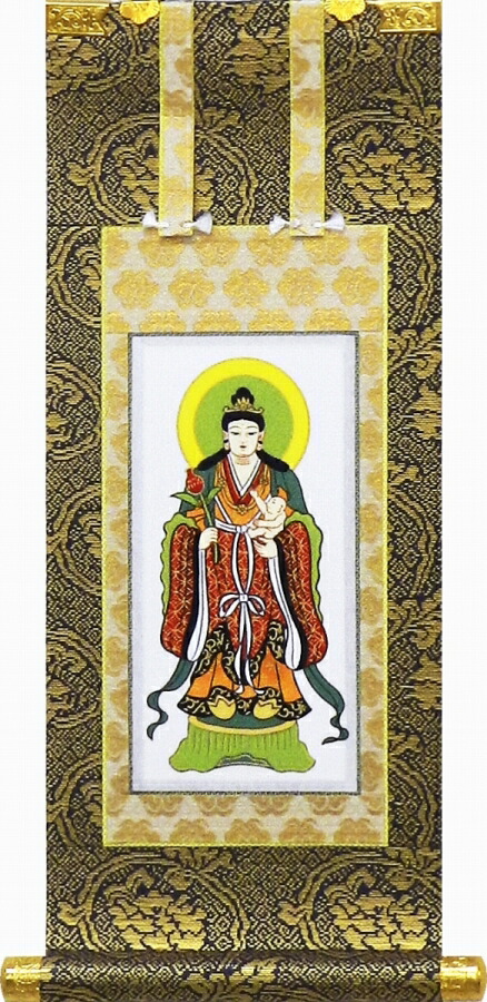 日本の掛け軸全種掲載 掛け軸 お仏壇用掛軸（御本尊と両お脇）日蓮宗「鬼子母神」 ナイロン袋収納 kai-9-bj902