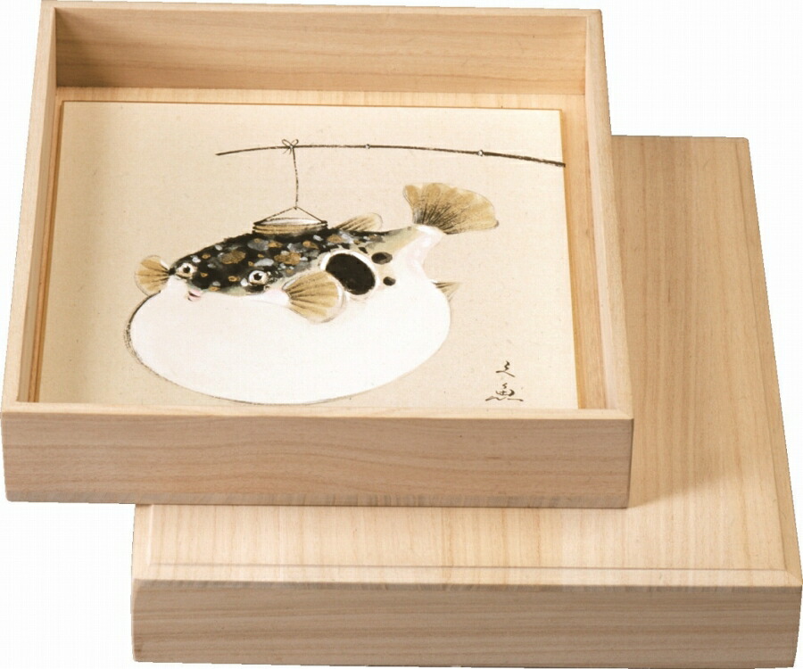 線描 色紙収納箱 「色紙納める桐箱 タトウ付(色紙20枚納める能力のある)」 7X33X29糎