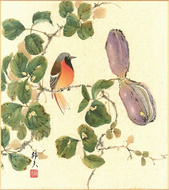 絵画 akebi 楽天市場】片山邦夫 「 あけび 」(2) 色紙絵 : 内田画廊