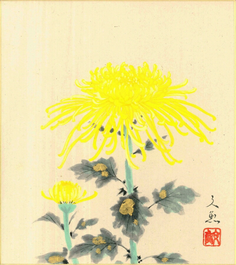 絵画 色紙（秋）中谷 文魚作画「菊」 色紙寸法24.2X27.2cm 10,914円