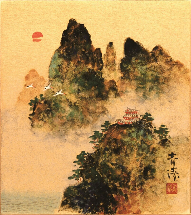 絵画 工芸色紙(年中 その他)松浦 青濤作画「人日の節句」 色紙寸法24.2X27.2cm|絵画 掛軸 額縁屋 TOUO