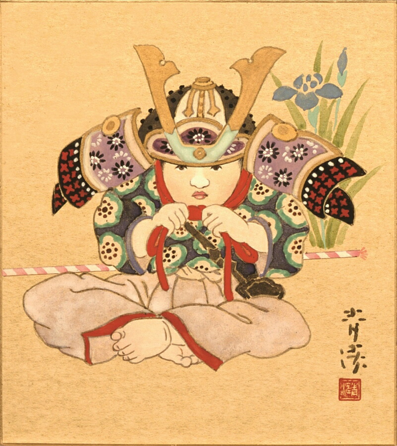 絵画 工芸色紙(端午の節句)松浦 青濤作画「端午の節句」 工芸色紙寸法24.2X27.2cm|絵画 掛軸 額縁屋 TOUO