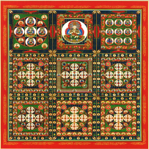 絵画 現代仏壇用硯屏（工芸色紙） 「金剛界曼荼羅」 額縁寸法24X27cm｜絵画 掛軸 額縁屋 ＴＯＵＯ