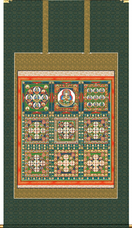 日本の掛け軸全種掲載 掛け軸 「両界曼荼羅」 大幅複製仏画（対幅） 幅103X丈170cm 桐箱収納 kai-9-tb1005