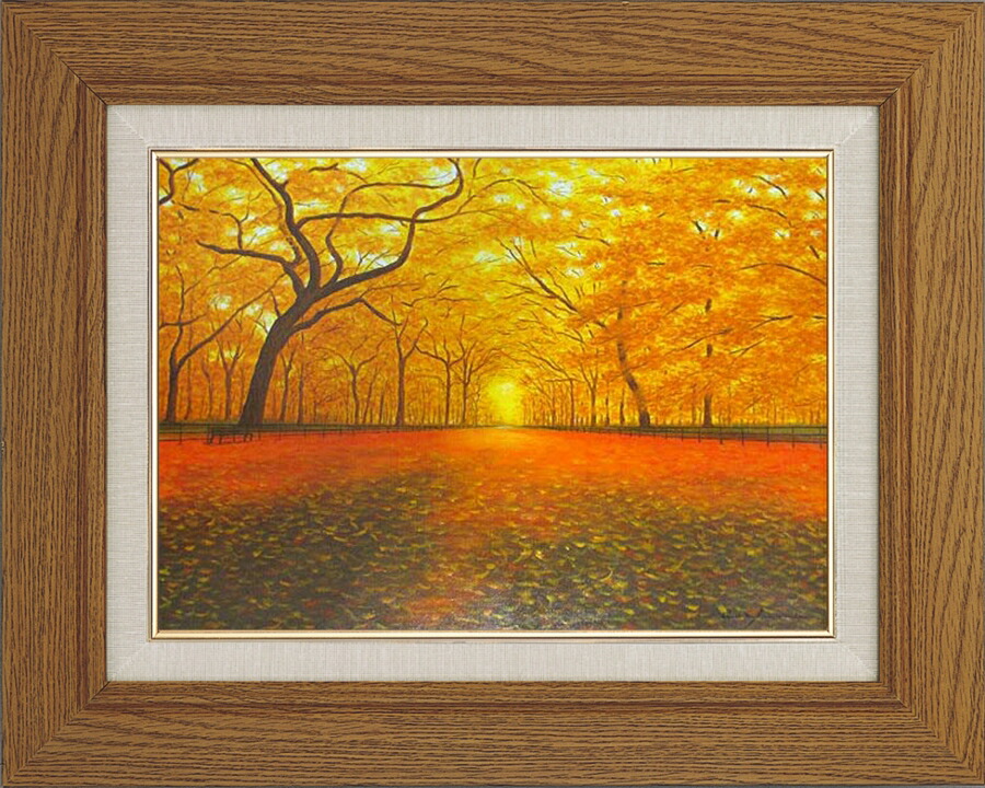 楽天市場】油彩画 F6号 朝隈敏彦 「いちょう並木」 真筆 額入り