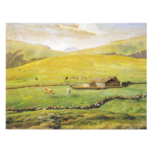 世界の名画 絵画 ジャン・フランソワ・ミレー作 「ヴォージュ山中の牧場風景」 P10号 額縁付 世界の名画シリーズ プリハード-新品｜絵画 掛軸 額縁屋 ＴＯＵＯ